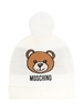 Berretto Kids In Misto Lana Bianca Con Pompon e Moschino Teddy Bear