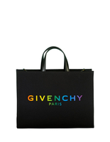 Borsa Tote G Media In Tela Nera Con Logo Multicolore