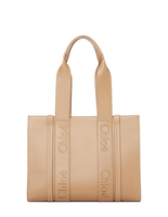 Borsa Tote Media Woody In Pelle Light Tan