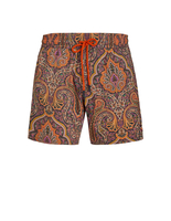 Boxer Da Mare Uomo Con Motivo Paisley Ornamentale Arancione