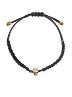 Bracciale Donna In Tessuto Nero Con Skull Dorato e Cristalli