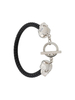 Bracciale Skull Con Chiusura T-Bar Nero e Argento Uomo