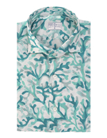 Camicia Verde Acqua Con Stampa Coralli