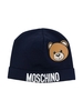 Cappello Baby In Cotone Blu Navy Con Logo e Stampa Teddy Bear