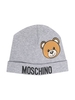 Cappello Baby In Cotone Grigio Con Logo e Stampa Teddy Bear