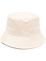 Cappello Bucket Donna In Nylon Beige Con Logo Bianco