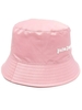 Cappello Bucket Donna In Nylon Rosa Con Logo Bianco