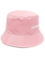 Cappello Bucket Donna In Nylon Rosa Con Logo Bianco
