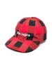 Cappello Da Baseball Kids In Gabardine Check Rosso e Nero Con Logo
