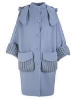 Cappotto Ampio Azzurro Con Inserti In Maglia