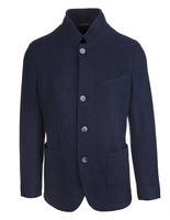Cappotto Corto Blu Navy Con Bottoni Uomo