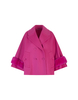 Cappotto Corto In Double Di Lana Fucsia Con Pelliccia