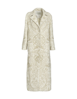 Cappotto Donna In Misto Lana Bianca Con Stampa Floreale Pegaso