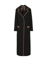 Cappotto Donna In Misto Lana Nera Con Motivo Geometrico