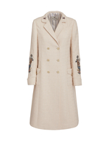 Cappotto Doppiopetto Donna Con Stampa Piazzata e Ricami Old School