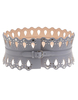 Cintura Bustier In Pelle Grigia Traforata a Goccia Con Borchie