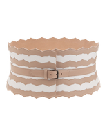 Cintura Bustier In Pelle Liscia Bianca e Beige Rosato