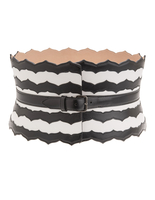 Cintura Bustier In Pelle Liscia Bianca e Nera