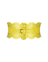Cintura Bustier In Pelle Traforata Gialla