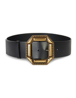 Cintura Donna In Pelle Nera Con Fibbia Lavorata