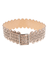 Cintura In Pelle Microtraforata Beige Rosato Con Microborchie