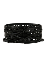 Cintura In Pelle Nera Con Cerniere