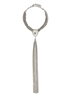 Collana Con Goccia Di Cristallo e Nappe Color Argento