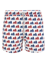 Costume da Bagno Bianco Con Pattern Faraglioni Rosso e Blu