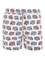 Costume Da Bagno Bianco Con Stampa Autobus