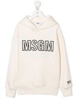 Felpa Kids Crema Con Cappuccio e Logo Ricamato