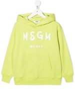 Felpa Kids Lime Con Cappuccio e Logo "Pennellato"