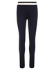 Leggings Donna In Misto Lana Nera Con Striscia a Contrasto