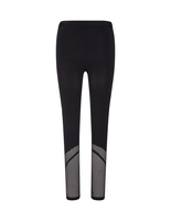 Leggings Sportivo Nero Donna Con Logo Sulla Vita E Inserti In Mesh