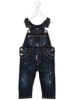 Salopette In Denim Blu Scuro Con Effetto Destroyed