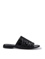 Sandalo Basso 4G Donna Nero Goffrato Coccodrillo