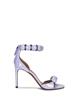 Sandalo Bombe 90 MM In Pelle Verniciata Lilla