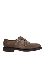 Scarpa Double Monk Uomo In Pelle Scamosciata Caffe
