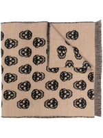 Sciarpa Beige e Nera Con Motivo Skull