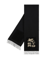 Sciarpa Donna In Cashmere Nero Con Logo In Shearling