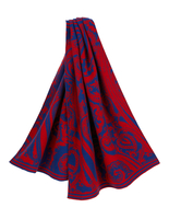 Sciarpa Donna In Misto Lana Rossa e Blu Con Motivo Paisley