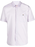camicia classica con logo uomo lilla in cotone
