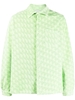 camicia con logo uomo verde in cotone