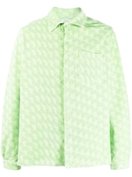 camicia con logo uomo verde in cotone