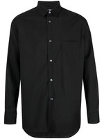 camicia con tasca uomo nera in lana