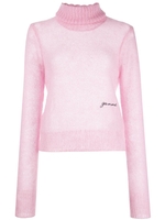 maglione a collo alto donna rosa in mohair