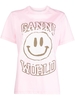 t-shirt basic jersey smiley donna rosa in cotone