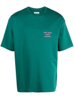 t-shirt slogan uomo verde in cotone