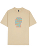 t-shirt split planes uomo beige in cotone
