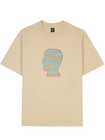 t-shirt split planes uomo beige in cotone