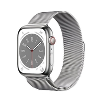 Apple Series 8 GPS + Cellular 45mm Silver Stainless Steel Case with Silver Milanese Loop Smartwatch Telefonia